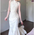 Olive Girl Dramatic Qipao for Garden Wedding 2026 Fairycore Photoshoot Everyday Wear S-XXL XS-3XL Plus Size Dramatic Silhouette Romantic Garden Party Editorial Not Costume Qipao Cheongsam Chinese Dress Chinese Heritage Fashion Women