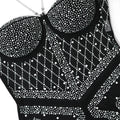 Sheer Mesh Rhinestone Bodysuit Shorts Jumpsuit Birthday Outfit Sparkly Sexy Club Body Romper One Piece Party Overalls