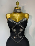 High Quality Strapless Beading With Necklace Bandage Dress  Celebrity Elegant  Evening Party Fancy Club Birthday Dresses