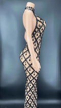 Flashing Silver Rhinestone Crystals Fringes Transparent Short Dress Birthday Celebrate Costume Evening Dancer Dress