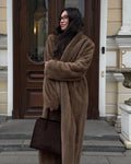 Luxury Faux Fur Maxi Coat Chic Women Open Front Stand‑collar Long Sleeve Oversized Outerwear Winter Autumn New Warm Fashion 2026