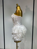 Elegant Sexy Off The Shoulder white Mini Bandage Dress For Women Blackless Evening Party Cocktail Prom Gowns Birthday Dress