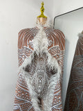 Women Sexy Feather Long Cloak Spandex Luxury Printing Jumpsuit High Strecht Dance Performance Nightclub Stage Glamorous Costume