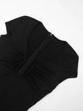 Weird Puss Irregular Low-Neck Playsuit Women Trend Wild Sexy Short Sleeve Patchwork Classic Fashion Simple Stretch Streetwear