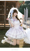 Olivegirl Lolita Style Sweet Ballet Cute Girl Lady Dress Fairy Heavy Industry Lace Birthday Party Princess Dress Jsk for Women