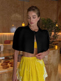 Women Gold Sparkle Capelet Top Elegant Shiny Tweed Shoulder Wrap Turtleneck Short Cloak 2026 Spring Lady Evening Party Outfit