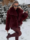 Women Fur Coat Women 2026 Plush White Bomber Jacket Solid Crop Long Sleeve Jacket Warm Winter Coats Female Casual Fur