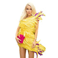 Vibrant Yellow Mini Dress Elegant Sleeveless Feather Design For Birthday Party Club Stage Performance Evening Events Party Dress