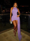 Backless Sexy Dress Women Ribbon Patchwork Hollow Sleeveless Wild Midnight Birthday Party Clubwear Peach Hip Bodycon