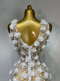 Women Luxury Pink Flowers Pearls Lace See Through Bodycon Mini Dress Birthday Photoshoot Evening Party Nightclub Stage Costume