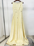 Elegant Celebrity Evening Party Gowns Women's Heavy Industry Diamonds Beading Sleeveless Tank Long Dress Vestidos