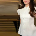 Vintage Women Satin Solid Jacket Puff Short Sleeve Single Breasted Waist Top Fashion All-match Retro 2026 Spring Summer Coat