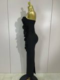 Sexy Fashion White Elegant Strapless Flower Bodycon Long Dress Women Casual Streetwear Club Birthday Party Slim Elegangt Dresses