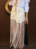Elegant Satin Midi Women Skirts Tassel Asymmetrical Luxury Loose Long Skirt for Club Evening Party Summer Fashion