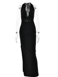 Sexy Backless Black Summer Dress Women Elegant Cocktail Evening Long Party Dresses Woman Maxi Night Club Birthday Dress Vestidos