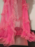 Women Strapless Mesh Ruffled Slit Long Dress Sparkly Diamond Birthday Evening Party PhotoShoot See Through Nightclub Stage Wear