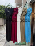 Elegant Light Luxury Maxi Dress for Women Cape Sleeve Cutout Twist Waist Long Gown for Celebrity Formal Dinner Party Outfit