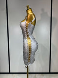 Women Sexy Sleeveless Square Neck Bodycon Mini Bandage Dresses Elegant Evening Party Luxury Birthday Club Prom Gown