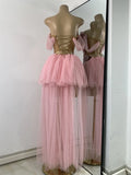 Sexy Top Skirt Mesh Designer Women's Outfit Two Pieces Backless Evening Party Birthday Dress Nightclub Stage Performance Costume