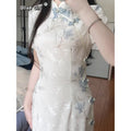 Olive Girl Red Embroidered Qipao for Garden Wedding 2026 Fairycore Photoshoot Everyday Wear S-XXL XS-3XL Plus Size Hand Embroidered Dramatic Silhouette Romantic Garden Party Editorial Not Costume Chinese Heritage Fashion Women