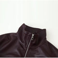 Fashion Women's Drawstring Short Leather Jacket Stand Collar Long Sleeve Ruffle Zipper Female Coat 2026 Autumn Lady Chic Jackets