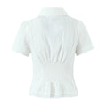 Solid Two Peice Set for Women Lapel Short Sleeve Shirt Low Waist Spliced Fungus Edge Mini Skirt Sweet Suit Female
