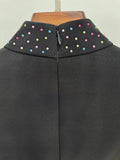 Heavy industry bead Diamonds Slim mini Dresses For Women Stand Neck long Sleeves High Waist Temperament Mini Dress Female