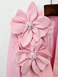 Women's Suits Solid Fashion 3D Flowers Single Breasted Blazer 2 Piece Jacket Pants Outfits Female Formal Pantsuit Set