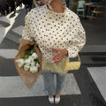 Fashion Polka Dot Print Jacket Coat Women's Stand Collar Long Sleeved Workwear Coat Ins Hot Short Casual Female Jackets