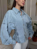 Retro Lace Up Women Jackets Lapel Collar Long Sleeve Fitted Jacket for Casual Daily City Stroll Wear Fashion Autumn