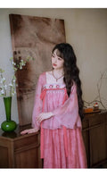 Olive Girl Romantic Jacquard Set for Ren Faire 2026 Garden Wedding Fairycore Photoshoot Everyday Wear Jacquard S-XL XS-3XL Plus Size Romantic Cottagecore Garden Party Editorial Not Costume Jacquard Set Chinese Set Chinese Heritage Fashion Women