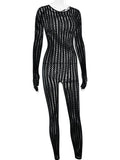Wmstar Jumpsuit Women Wholesale Fashionable Seamless Striped Jacquard One-piece Long Sleeved One Piece Outfits Drip Shopping