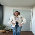 Printed V-neck Knit Cardigan Women Fashion Color Blocked Single Breasted Full Sleeve Sweater Cardigan Female Fall Chic Knitwear