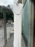 Elegant Vintage Spliced Ribbon Dresses for Women O Neck Sleeveless bodycon Folds Evening Luxurious Maxi Dress Female