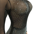 Crystal Diamonds Mesh Sheer Long Sleeve Bodycon Short Dress for Women Outfits Sexy Party Night Club Birthday Mini Dresses
