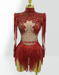 Luxury Hot Diamond Shiny Sequined Tassel Jumpsuit Fashion Party Stage Performance Dress Birthday Outfits Vestidos Fiesta De Lujo