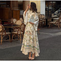 Vintage Women's Printed Long Dresses Loose O-neck Flared Half Sleeve Big Hem Wide Female Dresses 2026 Summer Lady Elegant Robes