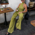 Hanging Green Pants Set Sleeveless Backless Personality Temperament Commuter Two-piece Set Summer New Women Pants Set