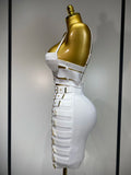 Women Sexy Cut Out Mini Bodycon Bandage Skirt Two Piece Set 2025 Celebrity High Streeet Evening Birthday Club Party Outfits