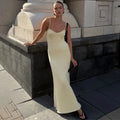 Sexy Knitted Suspender Dress For Women Summer Plunge Slim Long Dress High Waist Elegant Rib Knit Dress Vacation Clothes