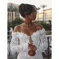 Customized Off the Shoulder Floor-Length Prom Dress Lace Embroidery vestidos de noche 3D Flower Beading Evening Dresses