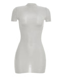 Wild See Through Dress Women Hottie Fashion Short Sleeve Stretch Skinny Coquette Midnight Street Party Club Bodycon