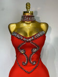 High Quality Strapless Beading With Necklace Bandage Dress  Celebrity Elegant  Evening Party Fancy Club Birthday Dresses