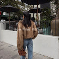 Street Retro Fashion Girls Gradient Cropped Fur Coat Women Winter 2026 Chic Brand Fluffy Faux Fox Fur Jacket Overcoats