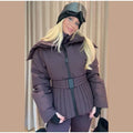 Ski Parkas Coat Jacket Women Zipper Belts Thicken 2025 Winter Skiing Cotton Lapel Snow Female Skiwear Outdoor Street Outwear Top