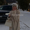 Belted Faux Mink Fur Coat Women 2026 Winter Beige Gradient Furry Fur Jacket Luxury Brand Hooded Warm Outerwear Overcoat