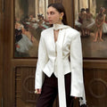 Stripe Tailored Coat For Women Lace Up V Neck Long Sleeves Coat Female Fashion Elegant High-End Formal Tailored Coat