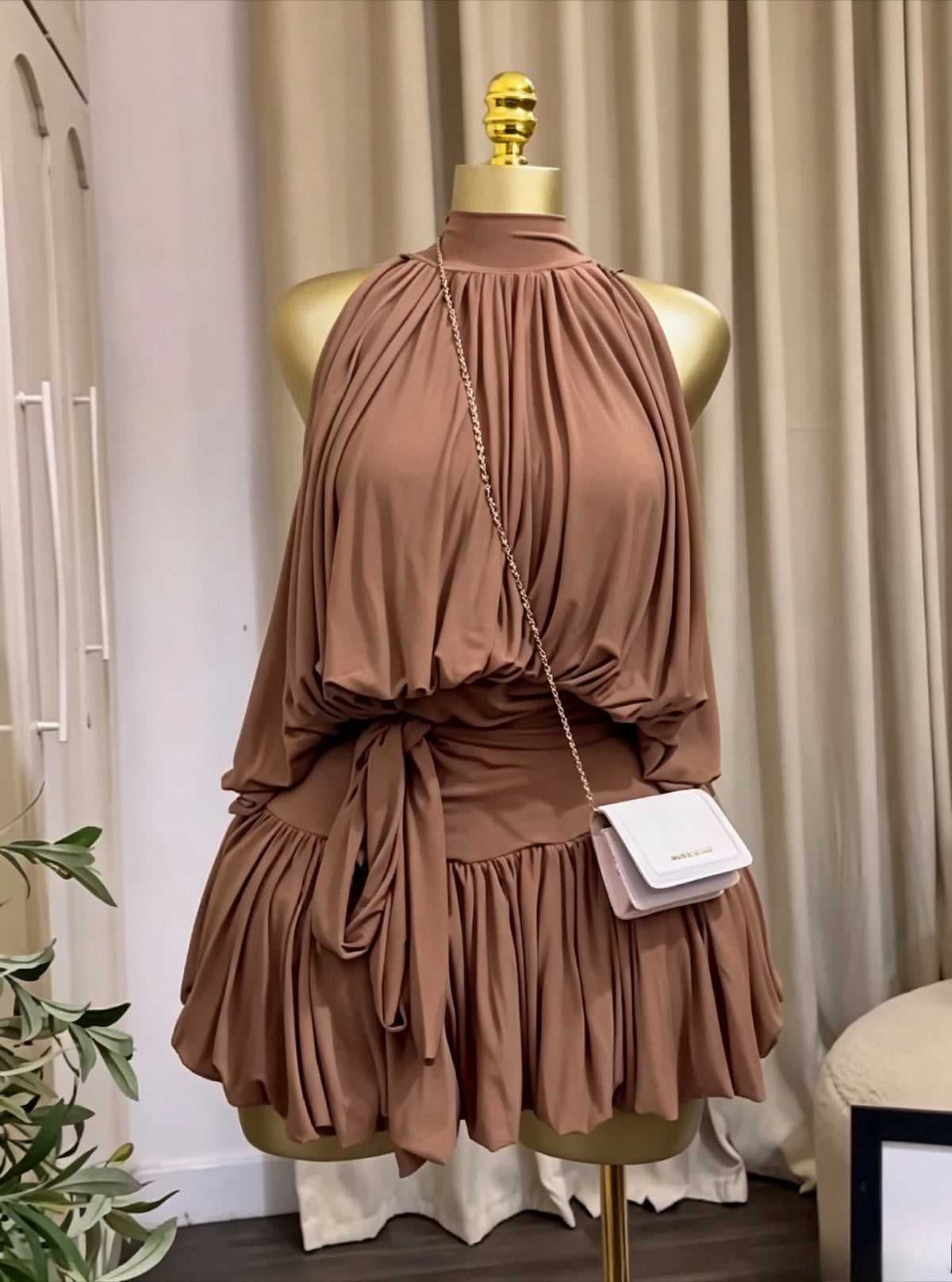 Women Dress Sleeveless Halter Ruched Ball Gown Mini Dress with Shorts 2026 Beach Party Elegant Holiday Birthday Outfits