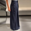 Basics Striped Design Wide Leg Pant for Women High Waist Office Temperament Trousers Female Autumn Fashion Clothes