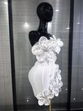 5 Colors Women Sexy Strapless Shining Diamond Flowers Bodycon Mini Bandage Dress Birthday Party Celebrate Cocktail Outfit